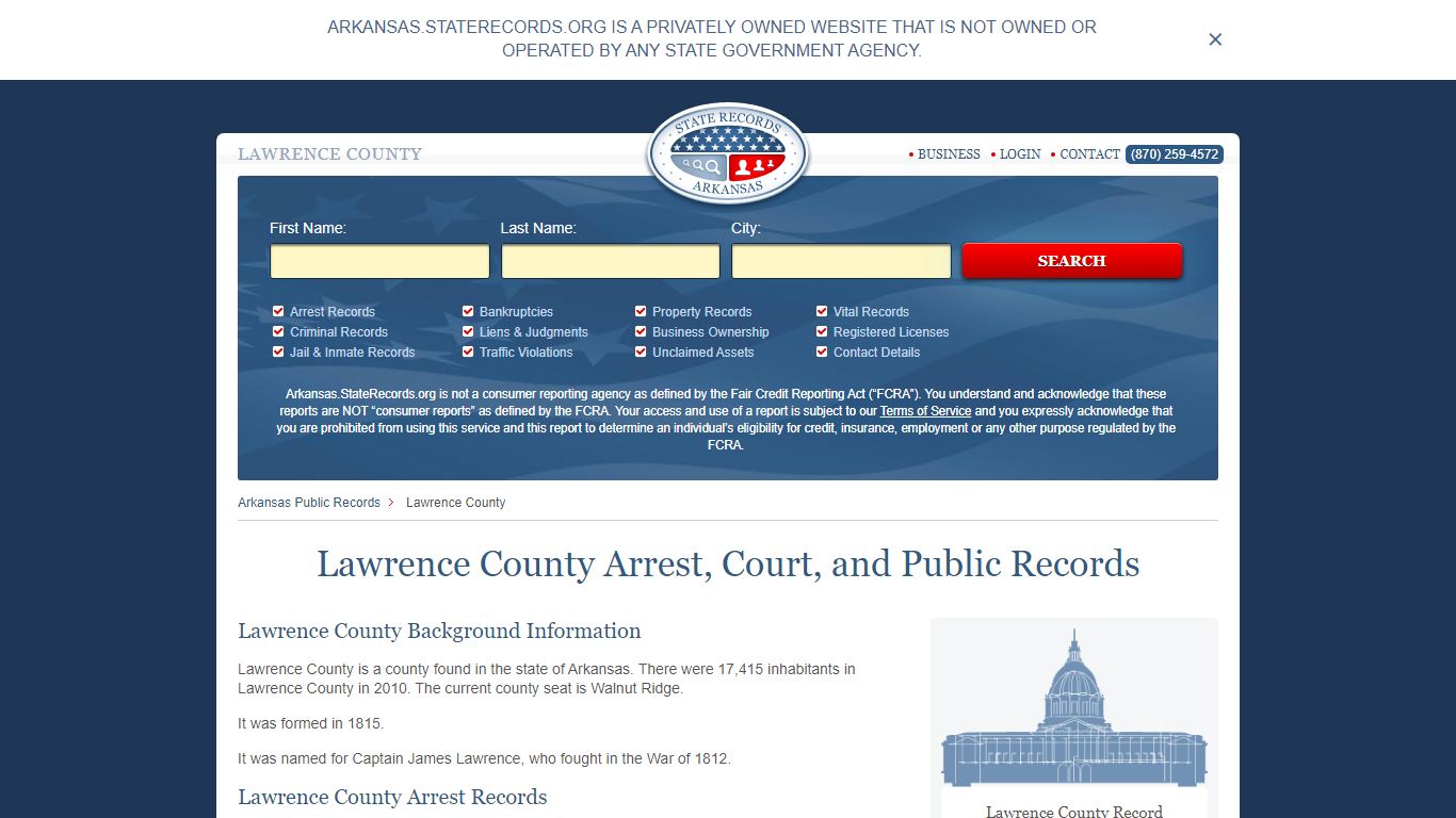 Lawrence County Arrest, Court, and Public Records